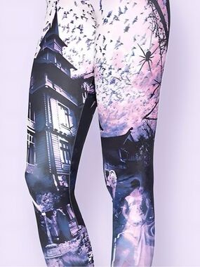 BlackMilk Haunted House Purple Leggings S Sample Halloween Horror Spooky Goth